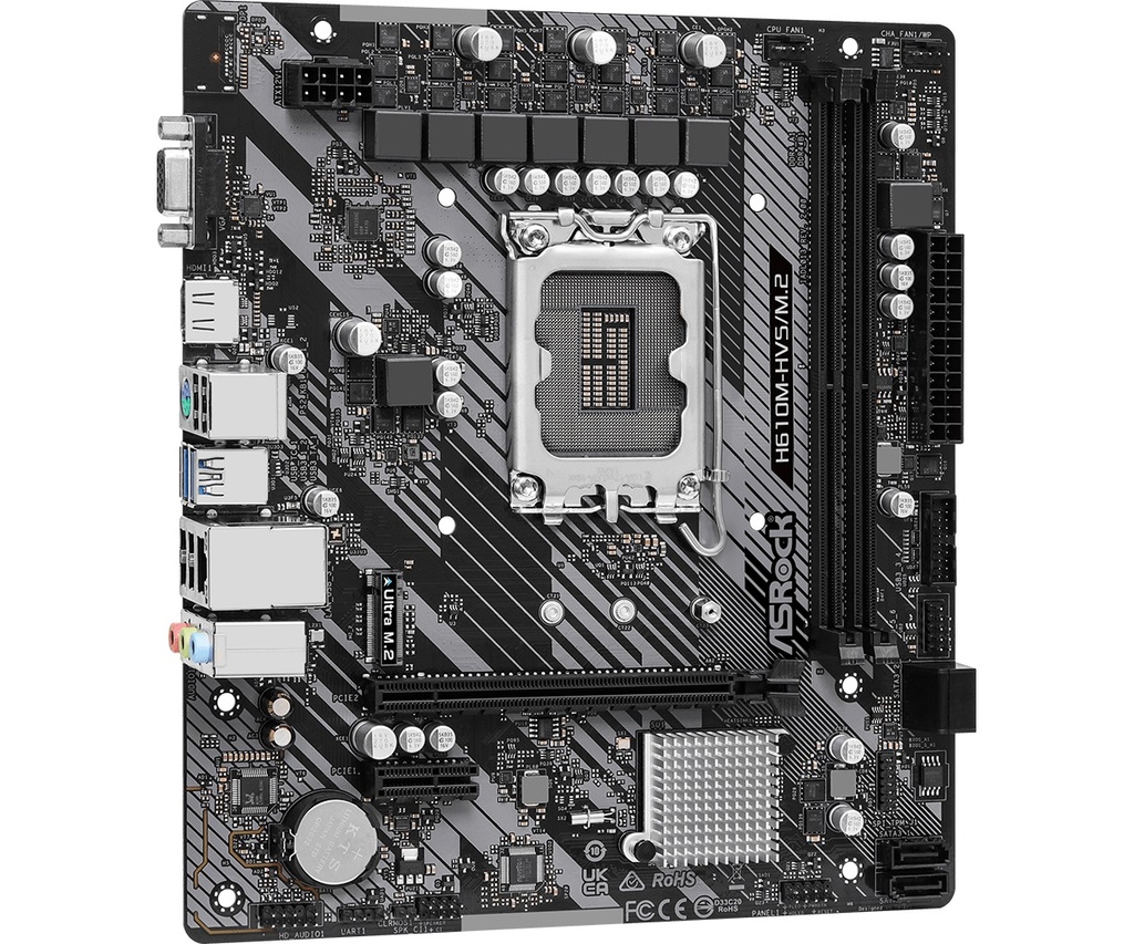 Tarjeta Madre ASROCK H610M-HVS/M.2 R2.0 LGA1700 ddr4 2 slots HDMI VGA 10/100/1000 mATX