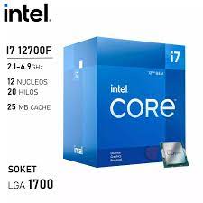 Procesador Intel Core i7 12700F - 2.1 GHz up to 4,9 GHz  - 12 núcleos - 20 hilos - 25 MB caché - LGA1700 Socket - Power Base/Turbo  65W/180W - Caja 12Va Generacion