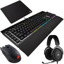 Teclado + Mouse Corsair - Gamer K55 Harpoon + HS50 + MM100 Combo 4 en 1 Bundle  -  CH-9226A65-SP