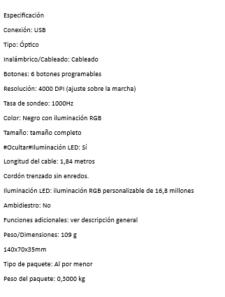 MOUSE GAMER RIOTORO URUZ Z5 LIGHTNING 4000DPI 6 BOTONES PROGRAMABLES 8 COLORES