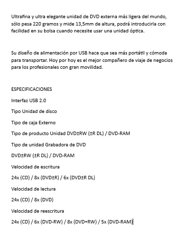 Grabador Dvd+rw-rw Externo Usb 3,0  Generico POP-UP