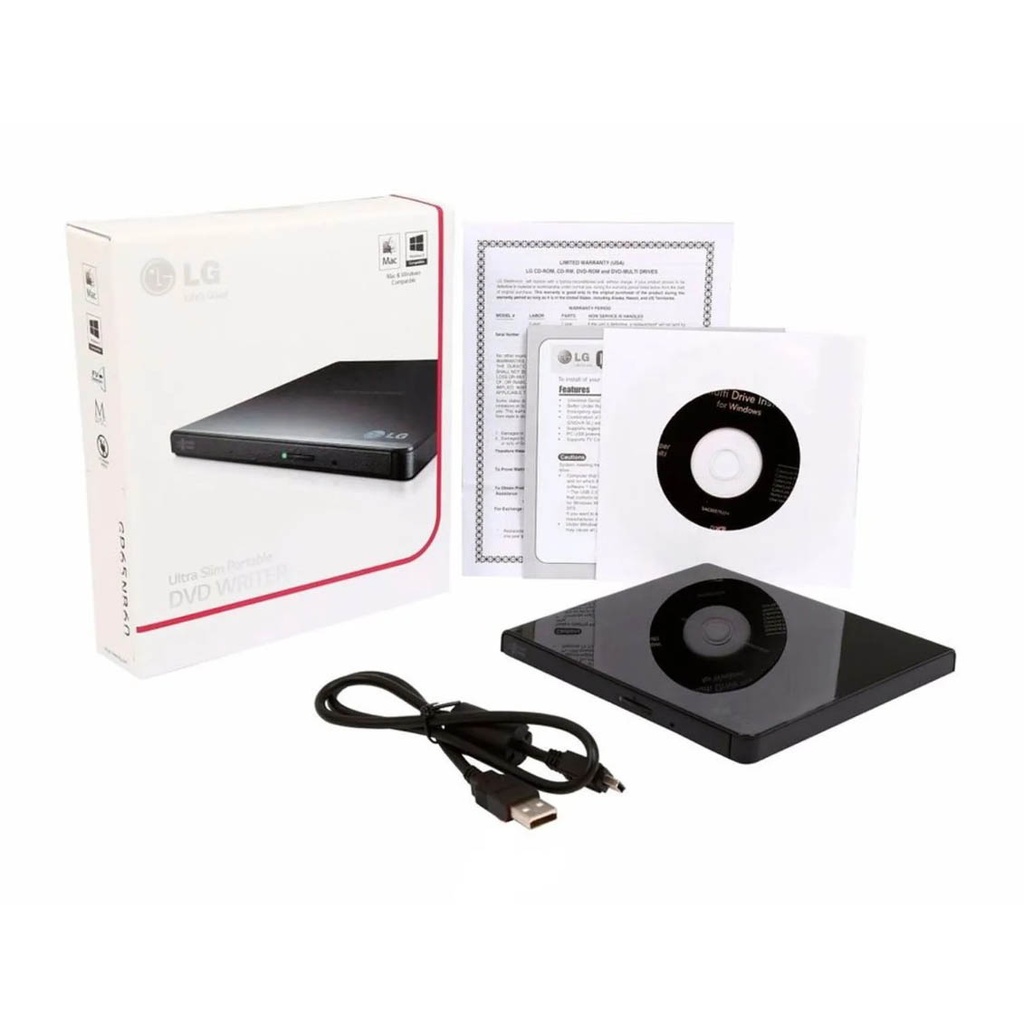 Grabador Dvd+rw-rw Externo Usb 2,0  Lg ULTRA SLIM GP65NB60