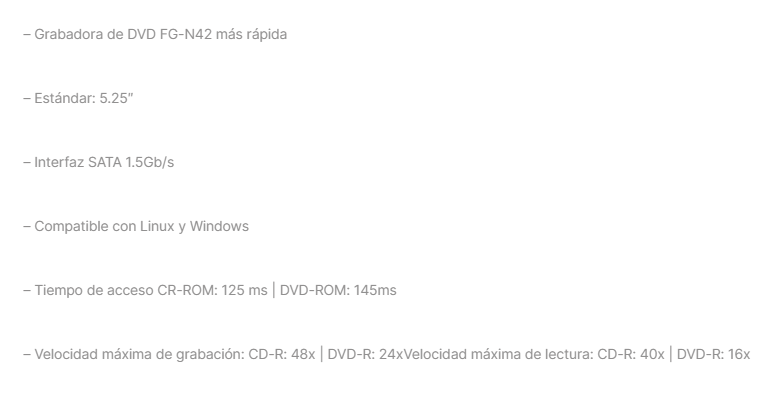 Grabador Writer Faster FG-N42  SATA 