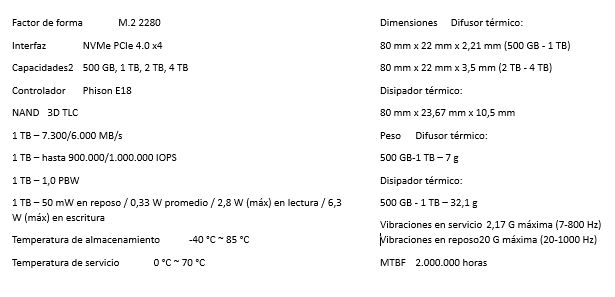 SSD Kingston Fury Renegade M.2 de 1TB NVME PCIe 4.0 7300/6000 MB/s en lectura/escritura SFYRS/1000G