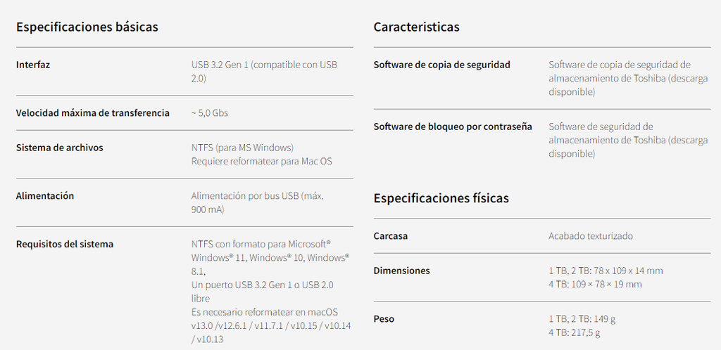 Disco Duro Externo Toshiba CANVIO 1TB USB 3.0 Basics