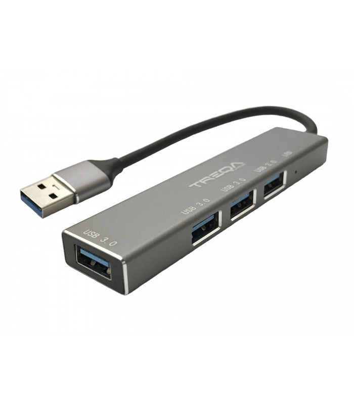 HUB Treqa USB 3.0 o Tipo C a 4 Puertos USB 3,0 Silver