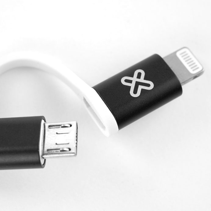 Cable USB KlipXtreme 2 EN 1 con Conector Lightning y Micro USB a USB Tipo A  KAC-210BK
