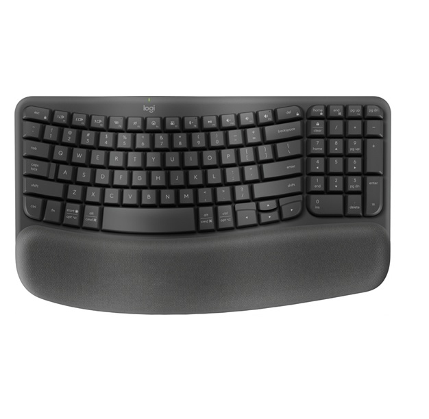 Teclado Logitech Ergonomico WAVE KEYS con reposamanos wireless USB Graphite 920-012278