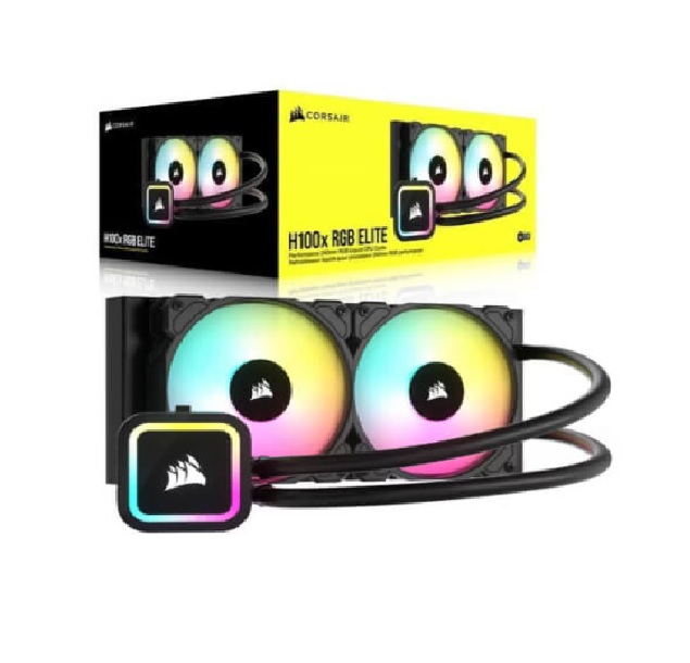 CPU COOLER Corsair - H100x RGB ELITE Radiador 240mm 2 ventilador PWM SP120  CW-9060065-WW2