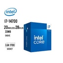 Procesador Intel Core i7-14700 Raptor Lake 2.10GHz hasta 5.40GHz caché 28MB Socket LGA1700 TDP 65w/219w