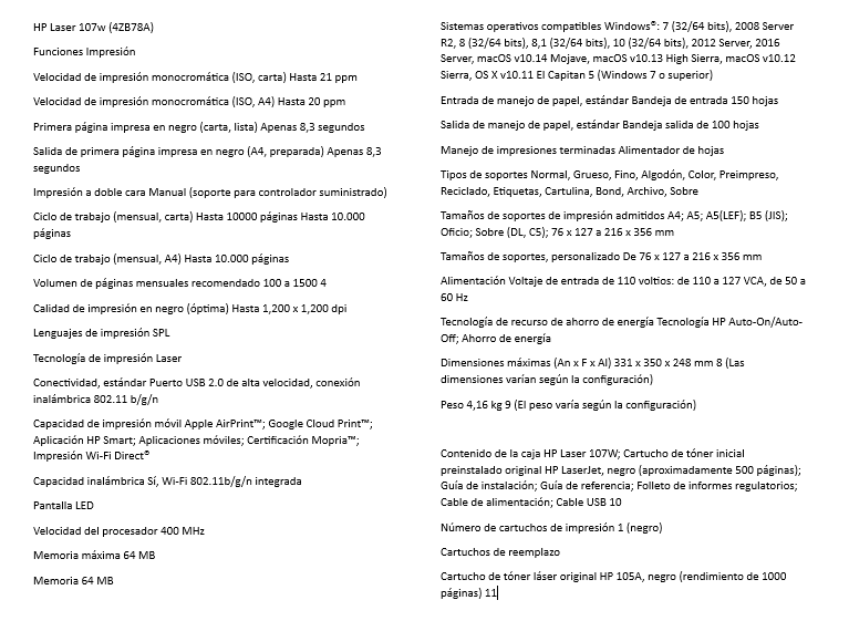 Impresora HP LaserJet 107W Wifi 