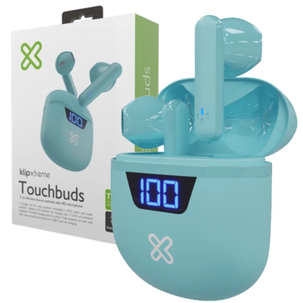AUDIFONO + MICROFONO TOUCHBUDS KLIP XTREME KTE-006AQ IN EAR BLUETOOTH - IPX3 12HORAS