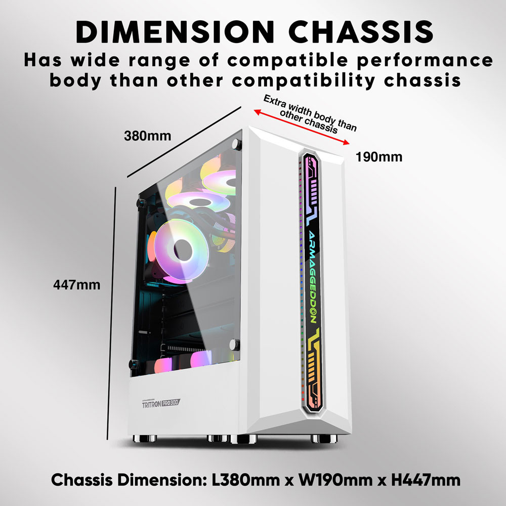 Case Armaggeddon Gamer Triton Pro 300 Bk Mid Tower ATX 3 Fans ARGB Black Vidrio Templado