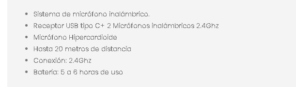 Microfono para Celular - Microfono doble wireless 2,40Ghz con entrada tipo C Q8