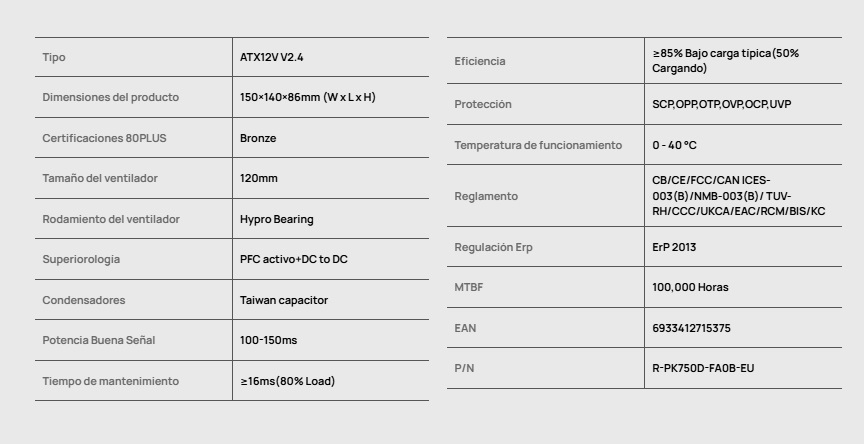 Fuente De Poder DeepCool PK700D US Certificacion 80Plus Bronce PN: R-PK700D-FA0B-WO