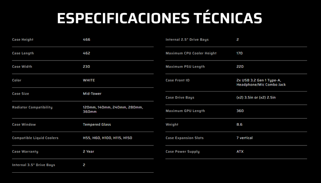 Case Corsair 3000D RGB AIRFLOW Tempered Glas Mid-Tower Case N-PS 3VEN Blanco ATX CC-9011256-WW