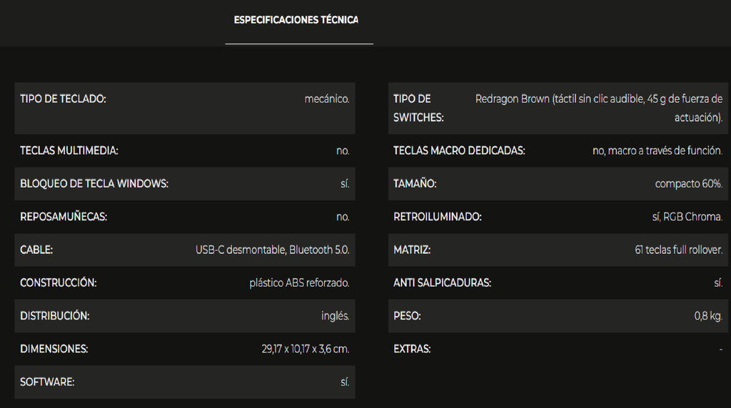 Teclado Gaming Redragon DRACONIC PRO K530-YL WIRELESS 60% SWITCH BROW