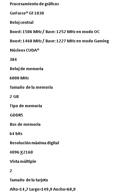 Tarjeta De Video GIGABYTE GT-1030 2GB Low Profile D4 GDDR4 PCI-EX. 3.0  GV-N1030D4-2GL