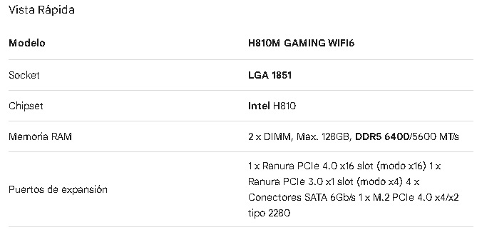 Mbo Gigabyte H810m K Intel Core Ultra Lga1851 Ddr5-6400 Dp Hdmi M.2 10usb Pcie4.0 Micro-atx