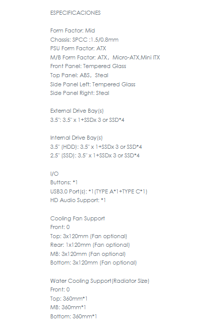 Case Gaming Gamemax Infinity White E-Atx con Vidrio Templado y USB tipo C