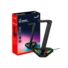 Soporte Stand Genius de Audifono GX-UH100 RGB Light con 4P USB (2 Tipo A y 2 Tipo C)