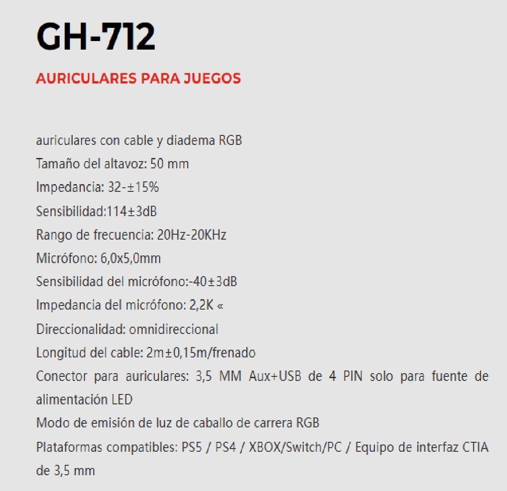 Audifono Gaming Xtrike-Me GH-712 WH White RGB