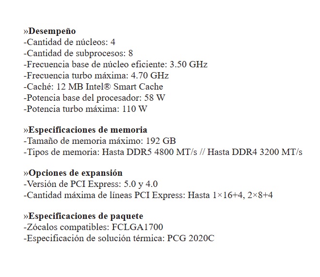 Procesador Intel Core I3-14100 14gen 3.50 - 4.70ghz 4 Nucleos 8 Hilos 12mb Ddr5-4800 Uhd730 Lga1700