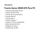 Fuente De Poder Speedmind PS-800W ATX 800 Watts  24 Pines