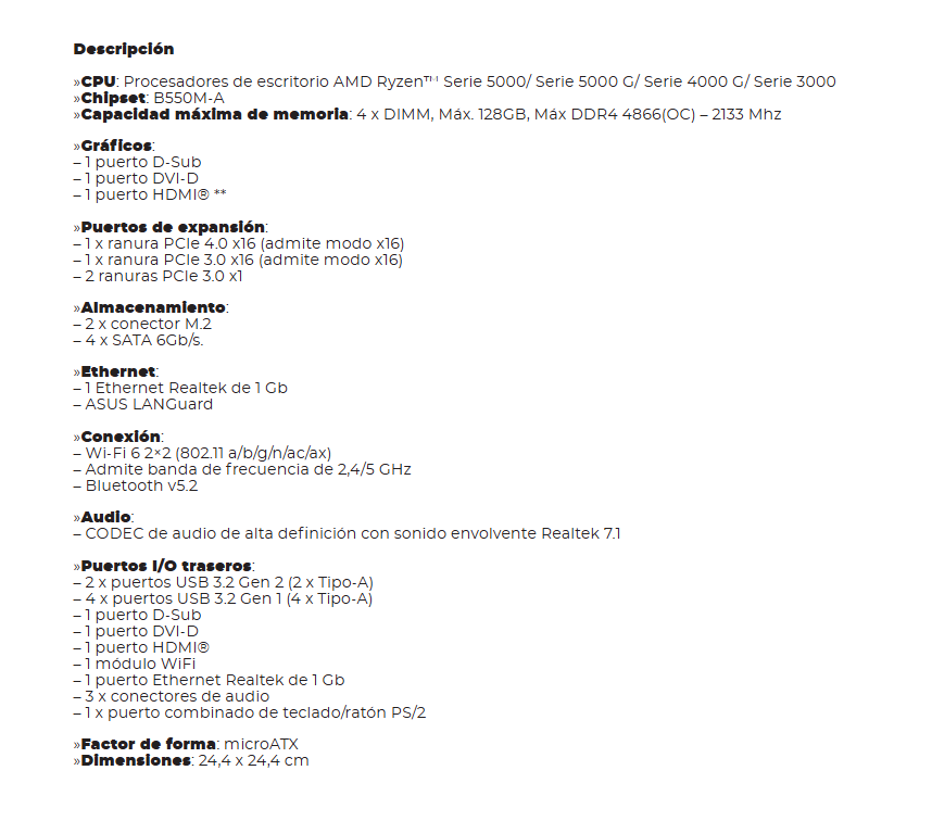 MBO ASUS PRIME B550M-A WIFI II AMD AM4 RYZEN 4DDR4 DP HDMI DVI-D M.2 1PCIE4.0 MATX