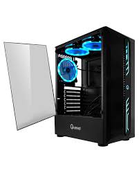 Case Quasad Gaming QG-002 USB3.0 2USB1.0 AUD-FRONT SIDE-GLASS 4RGB-1FRT-2TOP-1REAR BLACK