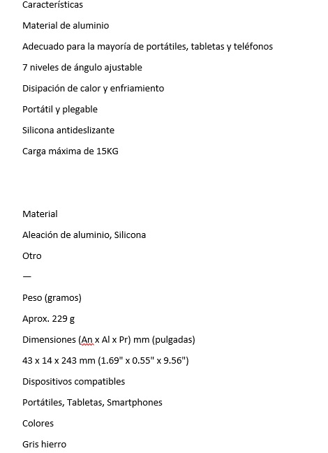 Stand para laptop Genius G-Stand M250 Iron Gray de Aluminio 7 Niveles Ajustables