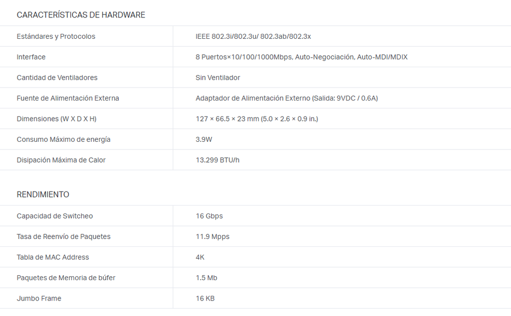 Switch Tp-link LS1008G/8 PUERTOS GIGABIT RJ45/10-100-1000MBPS/CUBIERTA PLASTICA/IEEE 802.3X