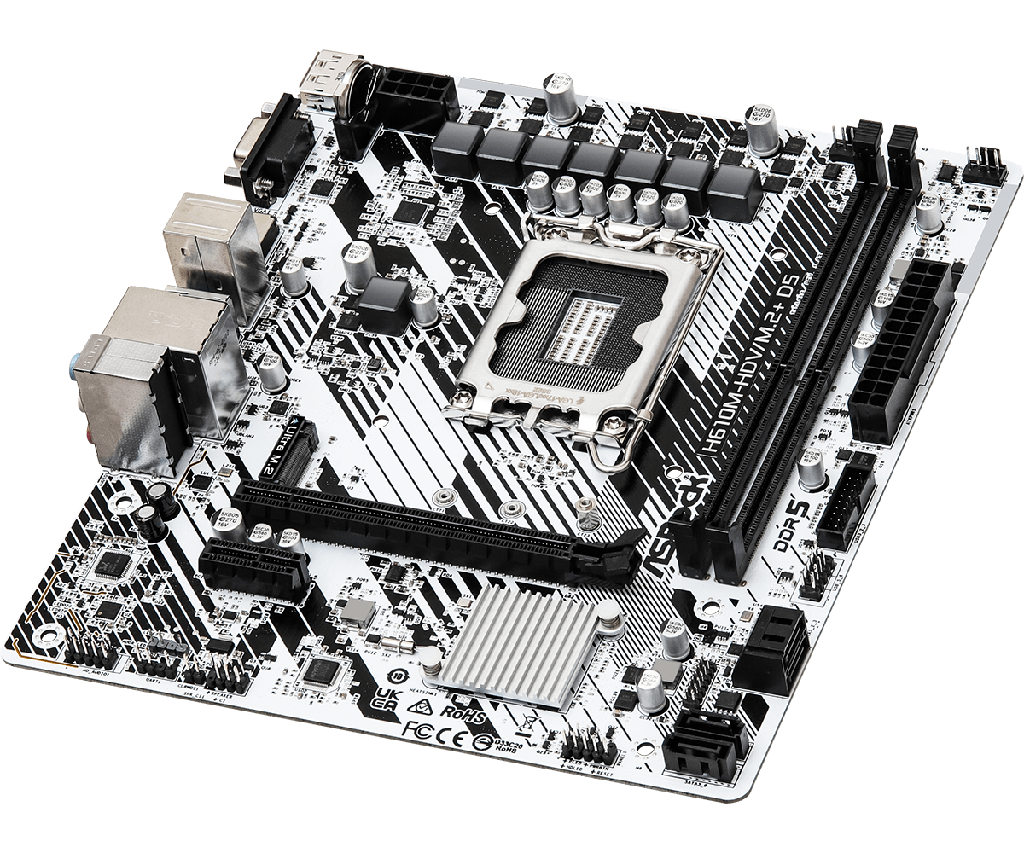 Tarjeta Madre ASROCK H610M-HDV/M.2+ D5 LGA1700 ddr5 2 slots HDMI-DP-VGA 10/100/1000 mATX