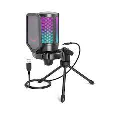 Microfono FIFINE AmpliGame A6V USB with Volume Dial Mute Button & RGB for Streaming on PC-Laptop PS 4-5