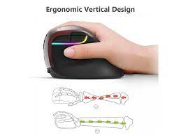 Mouse Delux M618Mini RGB Wireless-BT-Recargable 1000MA Vertical Ergonomico