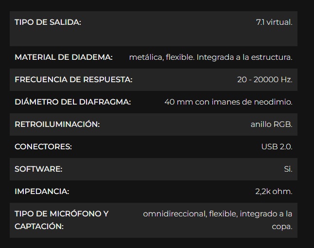 Audifono Gaming Redragon Lamia2 H320RGB-1 USB Black con sonido envolvente virtual 7.1 e iluminación RGB