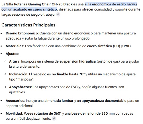 SILLA POTENZZA GAMING CHAIR CH-25 BLACK