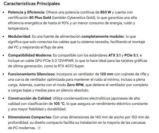 Fuente De Poder Corsair RM850e 850w Cybenetics Platinum PCIe 5,0 CP-9020296-NA