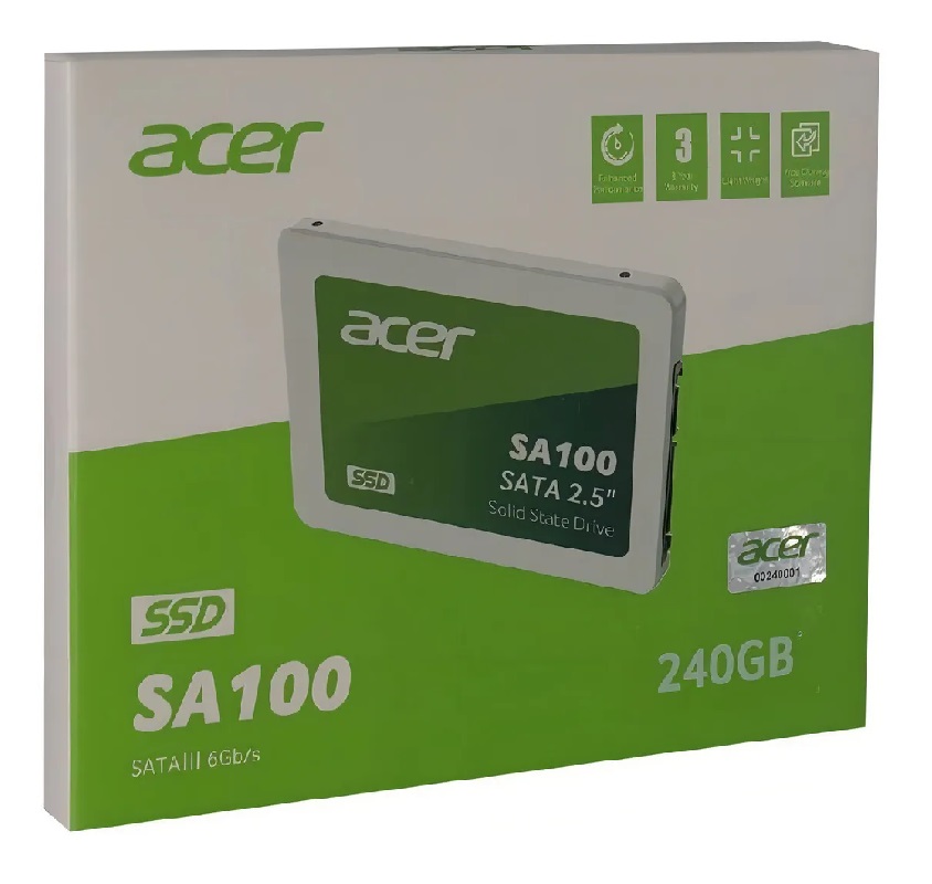 Disco sólido Acer SA100 240Gb Sata 3 6Gb/s 2,5Inc 7mm BL.9BWWA.102
