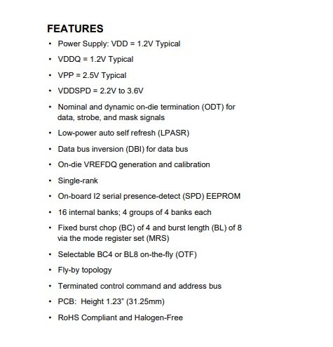 Memoria Ram Kingston 16gb DDR4 3200Mhz DDR4 NonECC CL22 1Rx8 KVR32N22S8/16