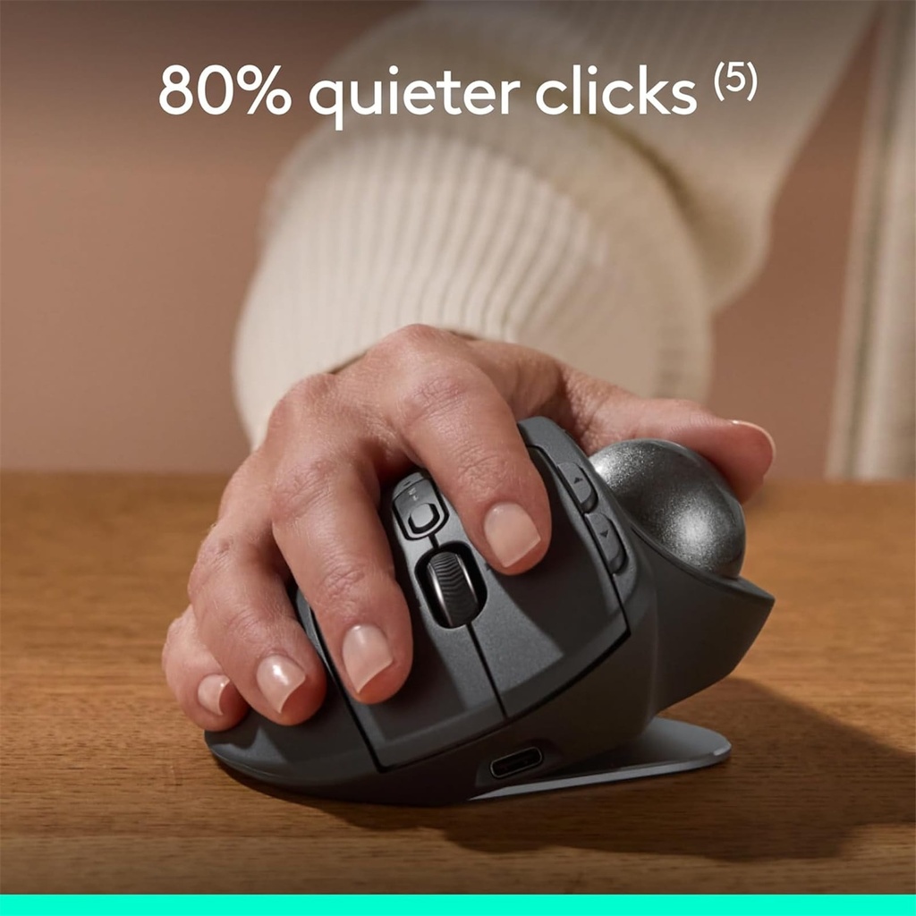 Mouse Logitech MX Ergo S Wireless TrackBall Logi Bolt Black Bluetooth Bateria Recargable 910-007261
