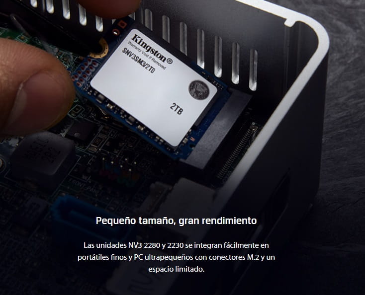 SSD Kingston NV3 M.2 de 500Gb NVME SNV3S/500G 2280  PCIe 4.0 x 4 NVMe 5000-3000MB-s NAND 3D