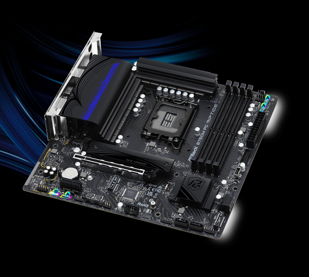 Tarjeta Madre ASROCK B760M PG RIPTIDE WIFI 14va. LGA1700 4DDR5 HDMI DP M.2 13USB 4SATA3 PCIE4.0 mATX 90'MXBN30'A0UAYAZ