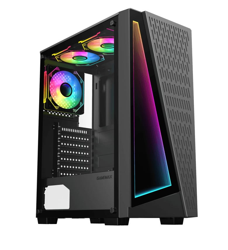 Case Gaming Gamemax PRISM /1*USB 3.0/2*USB 2.0/1*HDD/2*SSD/CHASIS NEGRO ATX/VIDRIO TEMPLADO/3*VENTILADORES INTERNO/SIN FUENTE