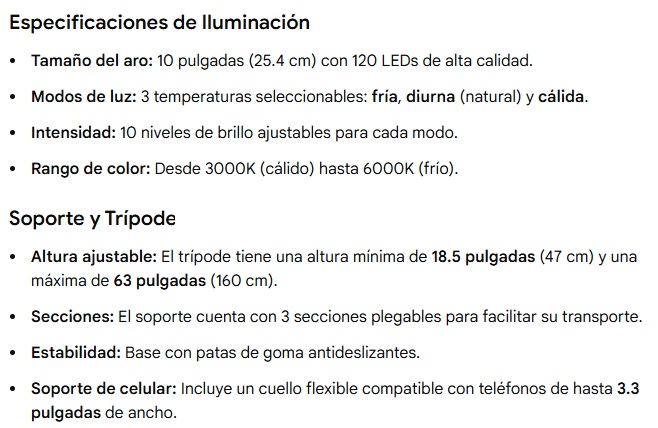 Aro de Luz soporte Tripode 10Inc Unnotekno PH1802BK