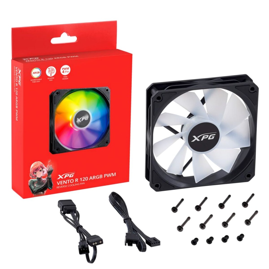 Cooler XPG Vento R 120 ARGB PWM 3 Fans para pc de 120mm Vento R 120 ARGB PWM  VENTOR120ARGBPWM3C