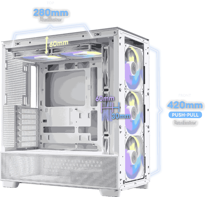 CASE ANTEC/FLUX WOOD WHITE MID TOWER 3X120MM IN FRONT 1X120MM REVERSE FAN 1X140MM REAR