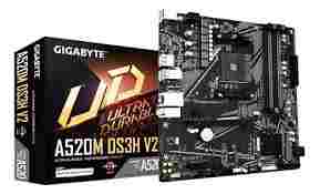 Tarjeta Madre Gigabyte A520M DS3H V2 AM4 4 slots DDR4 1xM.2 HDMI DP PCIe3.0 Red 10-100-1000 mATX 9MA52M3H2'00'G10