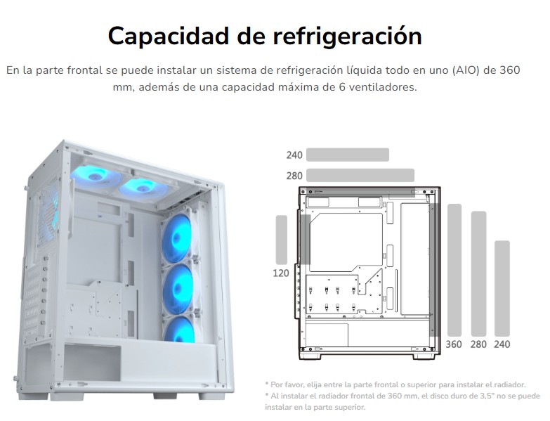 Case Cougar Gamer MX220 RGB vidrio templado Mid-Tower no incluye fuente de poder blanco 382AC80.0002