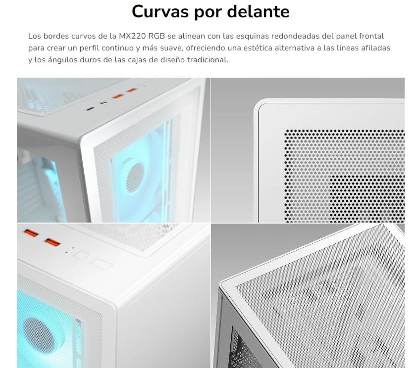 Case Cougar Gamer MX220 RGB vidrio templado Mid-Tower no incluye fuente de poder blanco 382AC80.0002